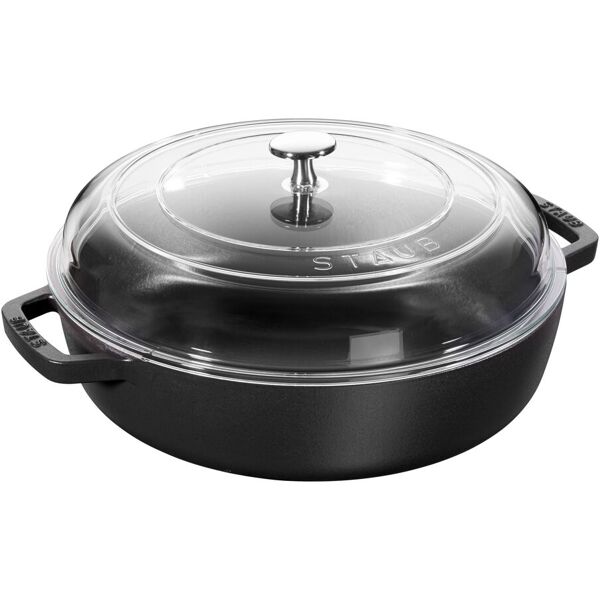 staub braisers tegame con coperchio in vetro rotondo - 28 cm, nero