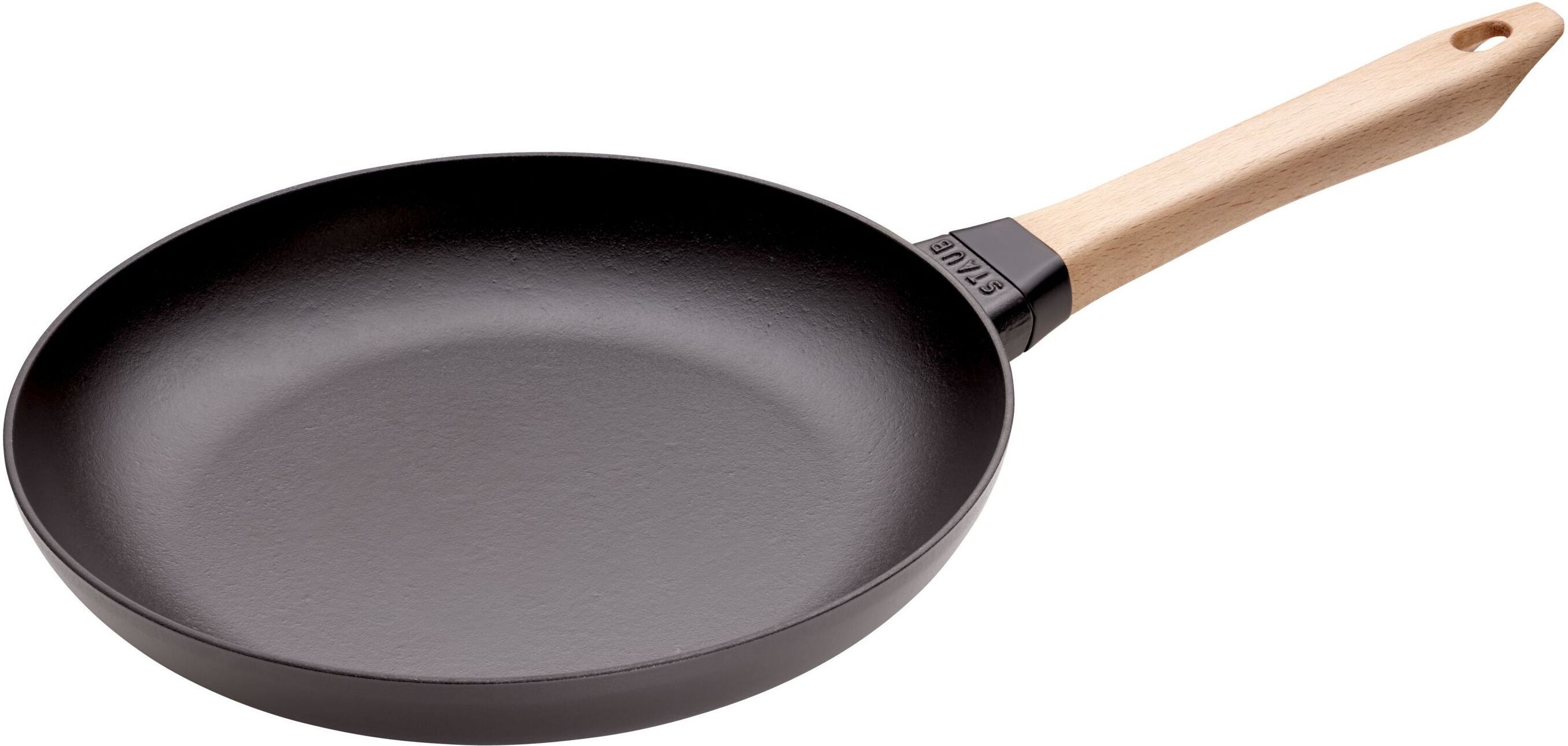 Staub Pans Padella con manico in legno - 28 cm, ghisa, Black Matt