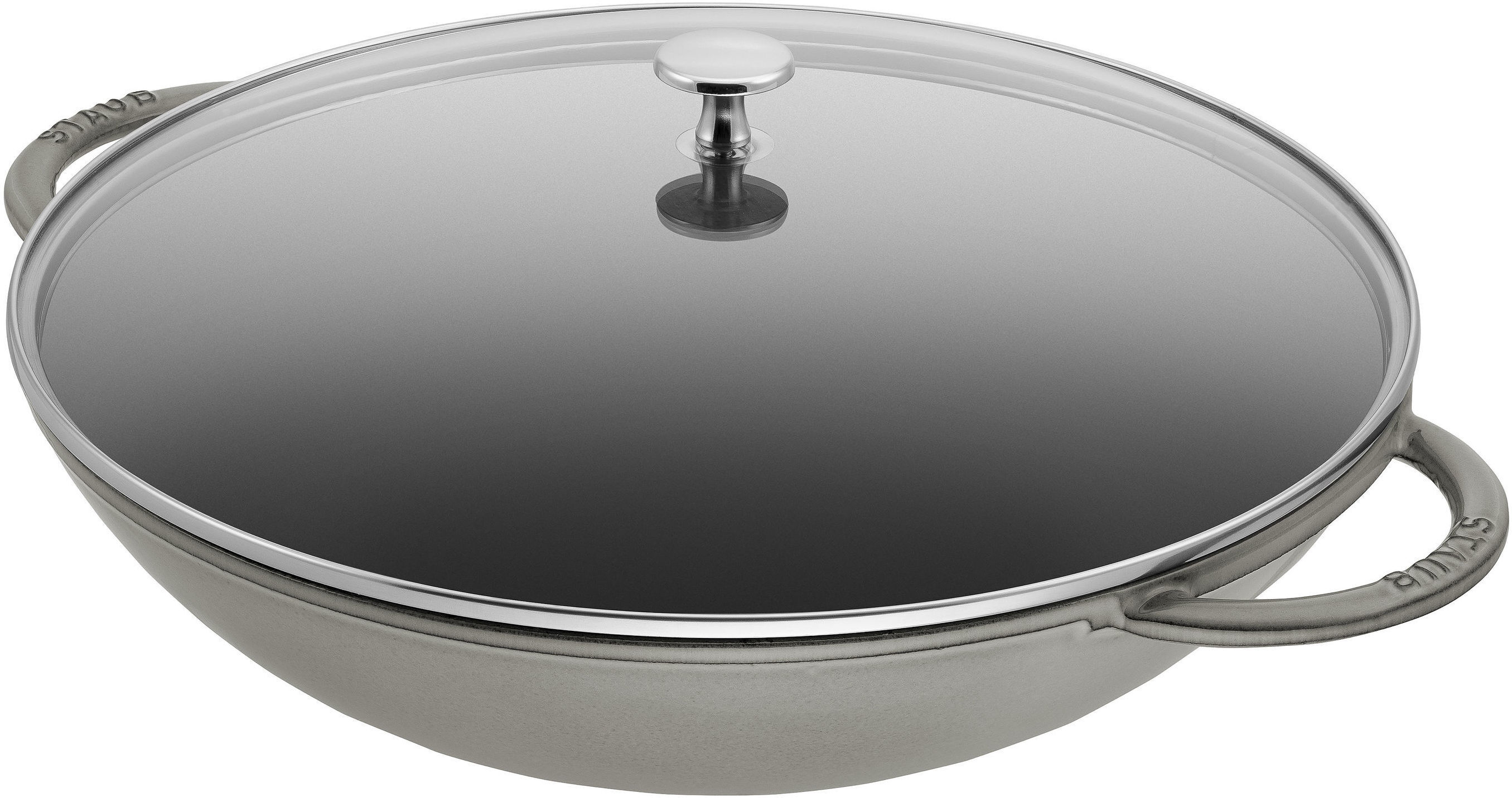 Staub Specialities Wok con coperchio in vetro rotondo - 37 cm, grigio grafite