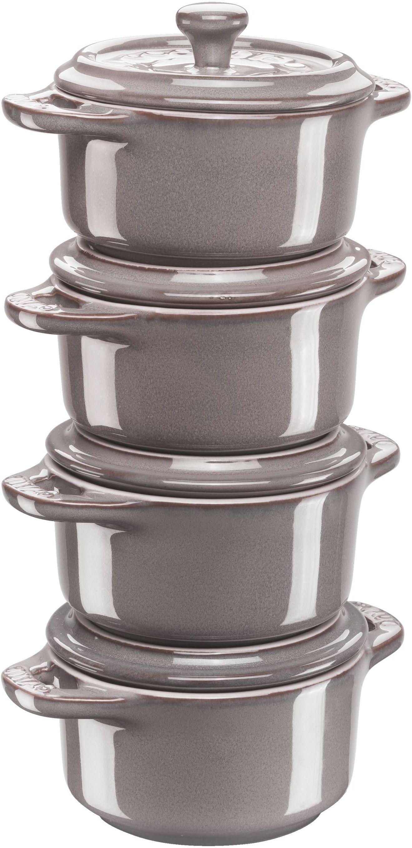 Staub Ceramique Set da cocotte rotonda - 4-pz., grigio antico