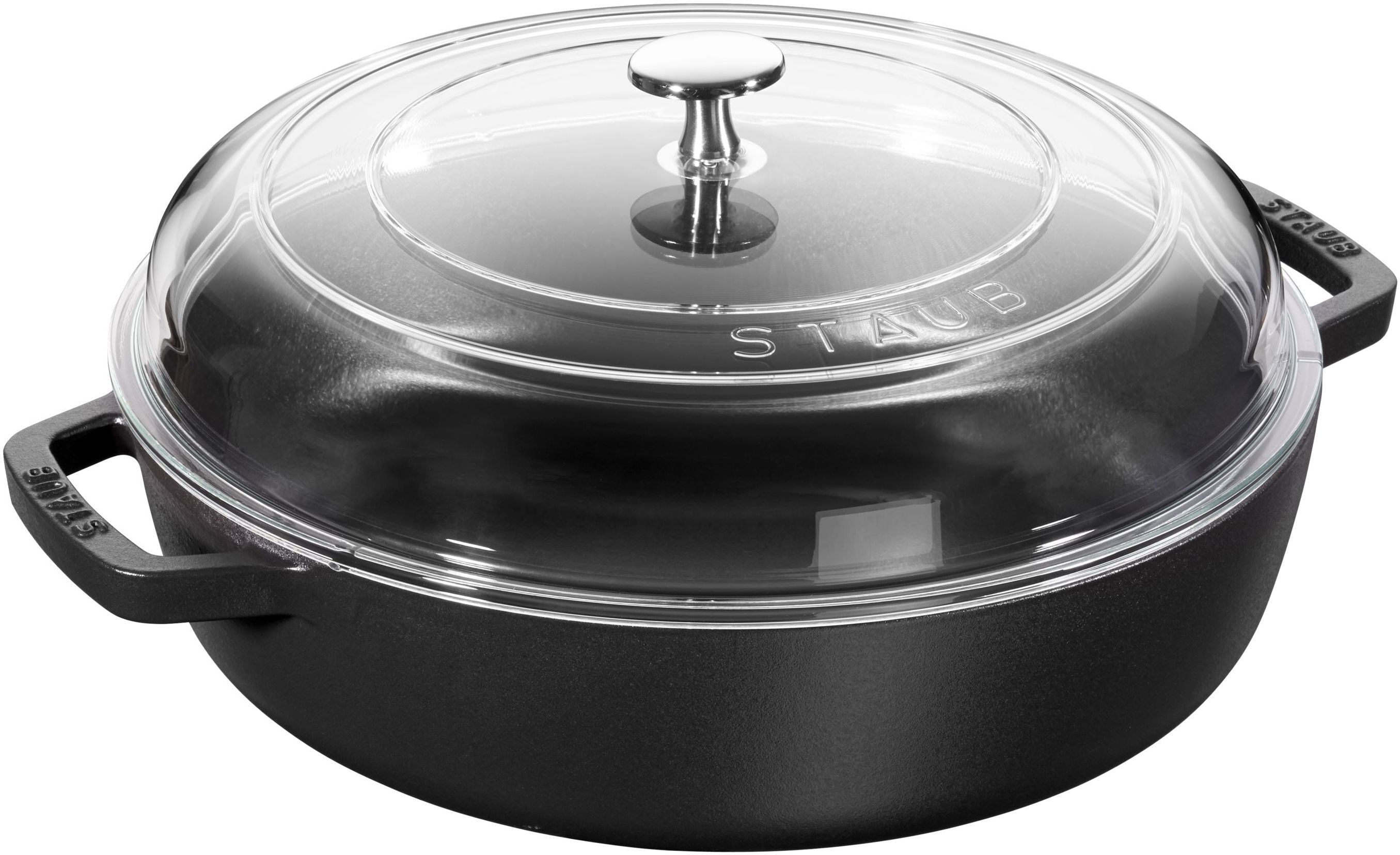 Staub Braisers Tegame con coperchio in vetro rotondo - 28 cm, nero