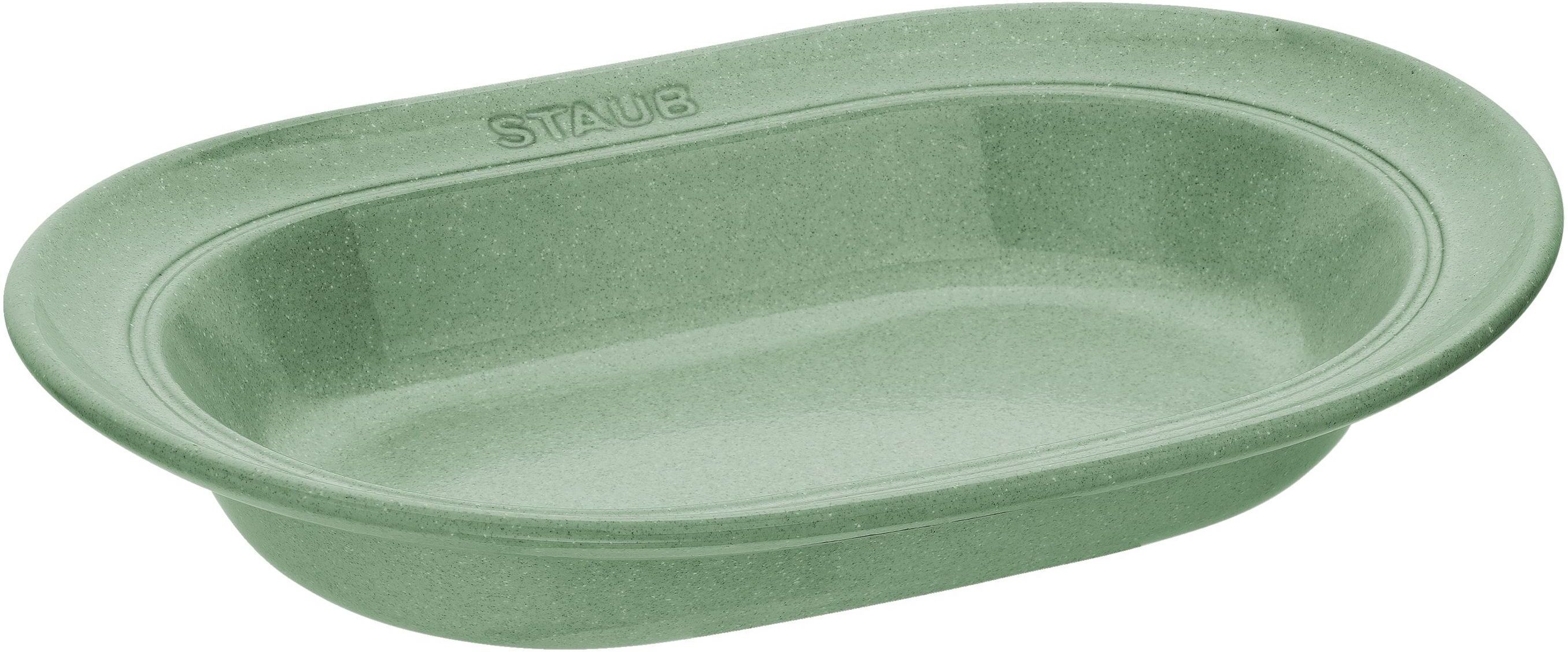 staub dining line piatto ovale - 25 cm, salvia