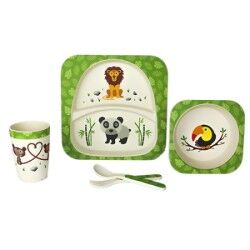 woodenway kid set jungle in bamboo, piatti e posate eco