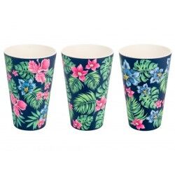 Woodenway Set 3 Tazze in bamboo 400mL Tropical. ECO