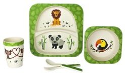 Woodenway Kid set JUNGLE in bamboo, piatti e posate ECO