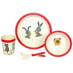 Woodenway Kid set PETS in bamboo, piatti e posate ECO