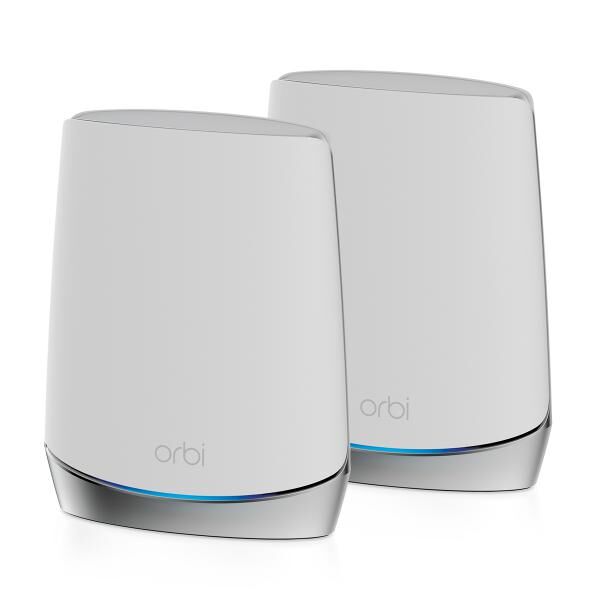 Netgear Orbi WiFi6 router wireless Banda tripla (2.4 GHz/5 GHz/5 GHz) Gigabit Ethernet Acciaio inossidabile, Bianco