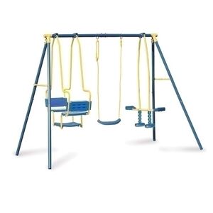 garneroarredamenti Altalena da giardino per bambini 5 posti 270cmx195cm acciaio Smile