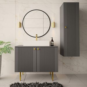 garneroarredamenti Mobile bagno 125x140cm grigio piedini oro Banf 2