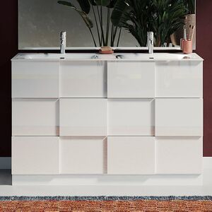 garneroarredamenti Mobile bagno 120x85cm a terra con doppio lavabo bianco lucido Obsession