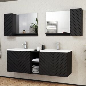 garneroarredamenti Mobile bagno sospeso 190x160cm doppio lavabo serigrafato nero Baden 5