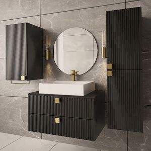 garneroarredamenti Mobile bagno sospeso 150x140cm maniglie oro nero Bursa