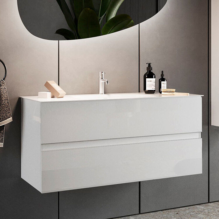 garneroarredamenti Mobile bagno sospeso classico con lavabo 60x51cm bianco lucido Moon