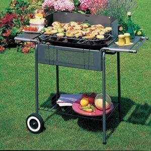 garneroarredamenti Carrello barbecue a carbonella con ruote da giardino 90x82cm acciaio Party