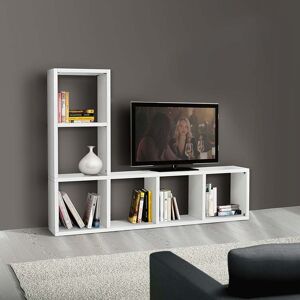 garneroarredamenti Libreria moderna componibile 175x132cm bianco frassinato Kubic 06