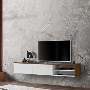 garneroarredamenti Mobile porta tv sospeso 180x30cm rovere antico bianco opaco Botticelli