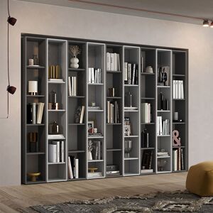 garneroarredamenti Libreria da parete soggiorno 252x186cm grigio chiaro scuro Sunset