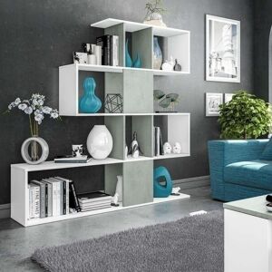 garneroarredamenti Libreria 145x145cm moderna bianco opaco cemento Domino