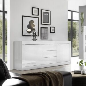 garneroarredamenti Madia 210x86cm 2 ante 3 cassetti moderna bianco lucido Eternity