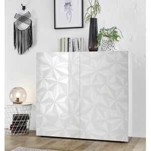 garneroarredamenti Credenza 121x111cm alta bianco lucido laccato con serigrafia Marvis