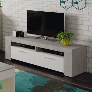 garneroarredamenti Mobile porta tv 120x40cm moderno bianco cemento Zante