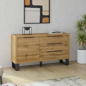 garneroarredamenti Credenza moderna 1 anta 3 cassetti 144x83cm quercia nero Petra