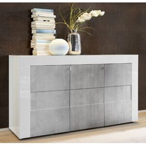 garneroarredamenti credenza moderna 3 ante 138x84cm bianco lucido cemento easy