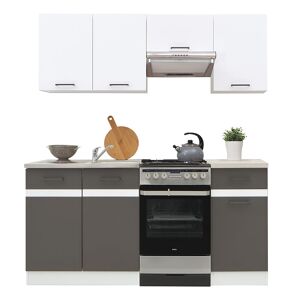 garnero arredamenti cucina moderna componibile gaia 170 cm bianco lucido antracite cemento standard lineare