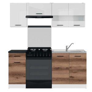garnero arredamenti cucina moderna componibile gaia 2 180 cm bianco lucido quercia scura nero standard lineare