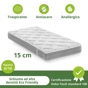 garneroarredamenti Materasso singolo 90x200cm anallergico antiacaro H. 15cm Smart Sleep