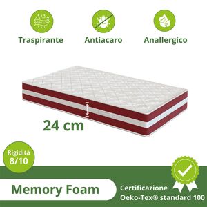 garneroarredamenti Materasso singolo 80x200cm doppio strato memory antiacaro H. 24cm Superior Memory