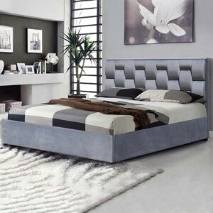 garneroarredamenti Letto imbottito matrimoniale in velluto con contenitore 160x200cm grigio Arena