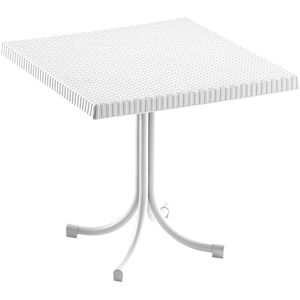 garneroarredamenti Tavolo da giardino esterno bar dehors quadrato 80x80cm polipropilene effetto rattan bianco Ivo