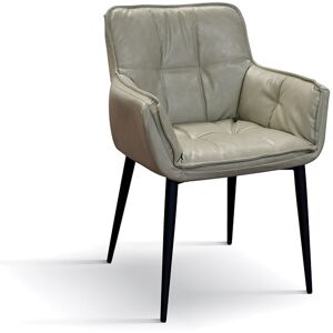 garneroarredamenti Poltrona imbottita in ecopelle beige gambe in metallo Cassina