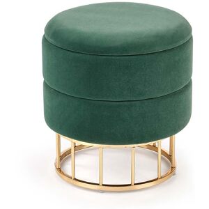 garneroarredamenti Pouf contenitore design da salotto rotondo in velluto verde Neril