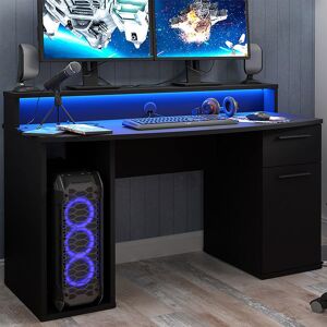 garneroarredamenti Scrivania gaming 140x91cm moderna con led 2 cassetti nera Crash