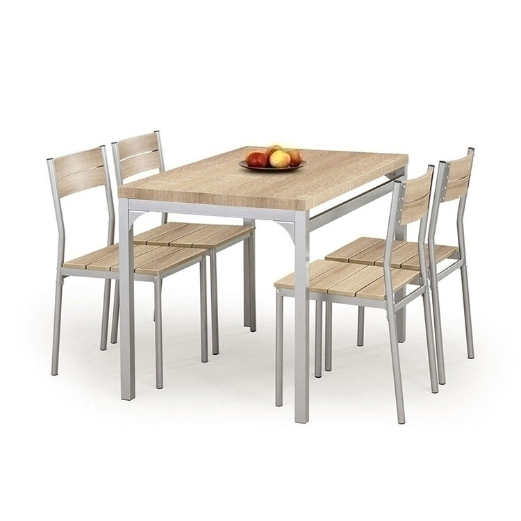 garneroarredamenti Set tavolo 110x75cm + 4 sedie da giardino rovere sonoma acciaio Oasi