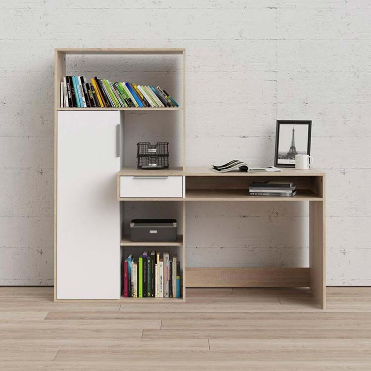 garneroarredamenti Scrivania 163x60cm ufficio con libreria bianco rovere Lorena Gihome®