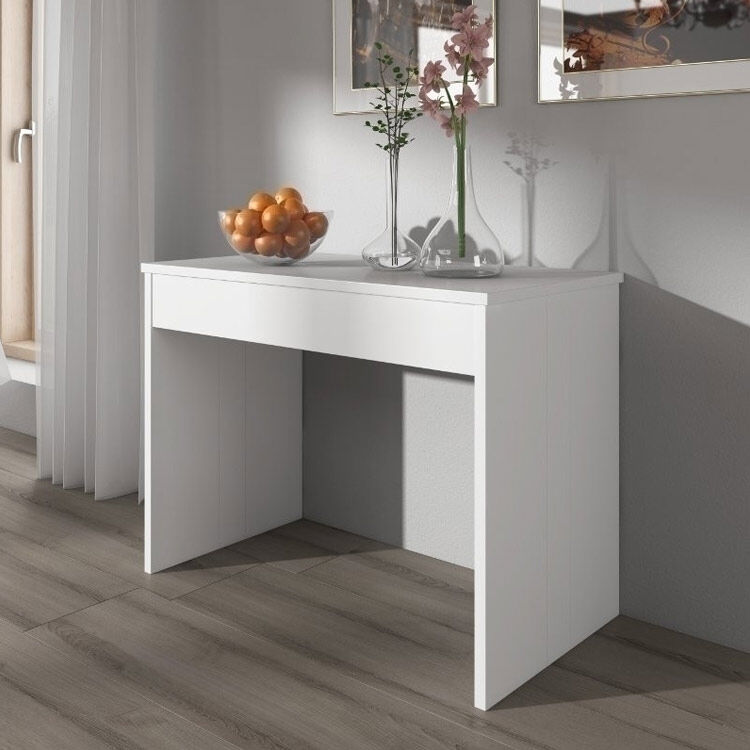 garneroarredamenti Tavolo consolle allungabile moderno 50/302cm bianco opaco Giada