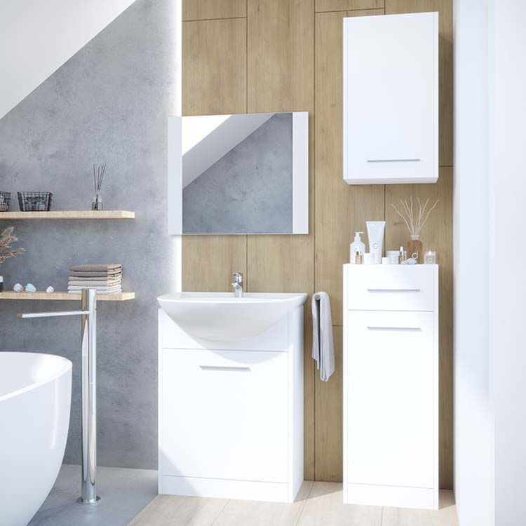 garneroarredamenti mobile bagno moderno da terra 106cm bianco opaco kiro