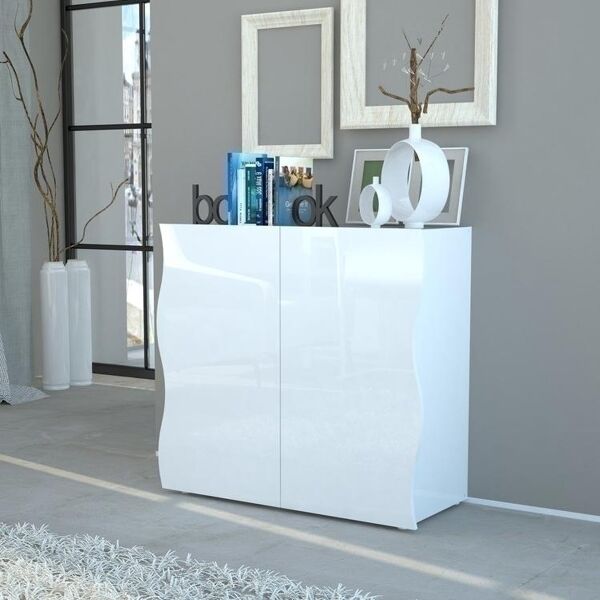 garneroarredamenti credenza 90x81cm 2 ante moderna bianco lucido sea gihome®