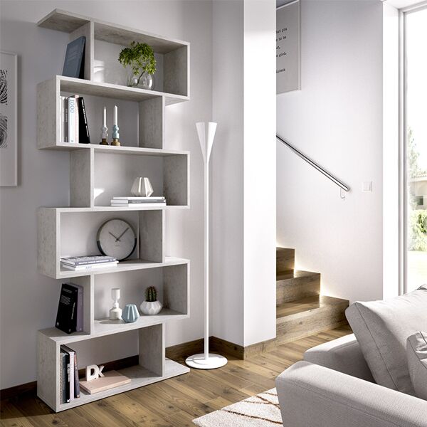 garneroarredamenti libreria 80x192cm da parete soggiorno design cemento shelf