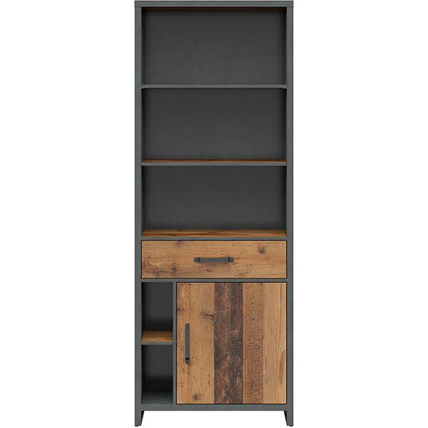 garneroarredamenti libreria 75x201cm stile soft rovere scuro nero urbania