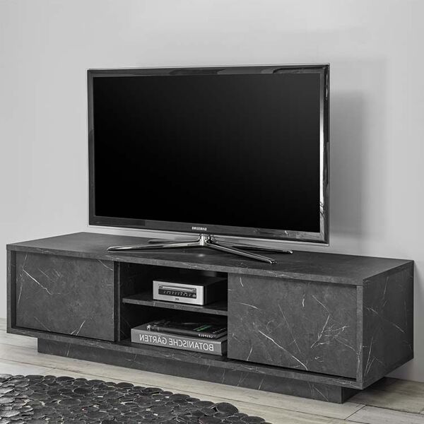 garneroarredamenti mobiletto porta tv 139x44cm effetto marmo nero viking