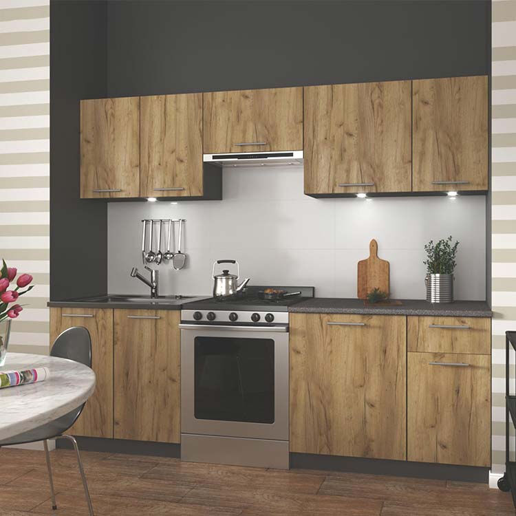 garneroarredamenti cucina 240cm moderna componibile lineare quercia antracite urban