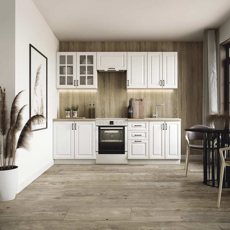 garneroarredamenti cucina 240cm completa moderna shabby componibile bianca rovere oxford