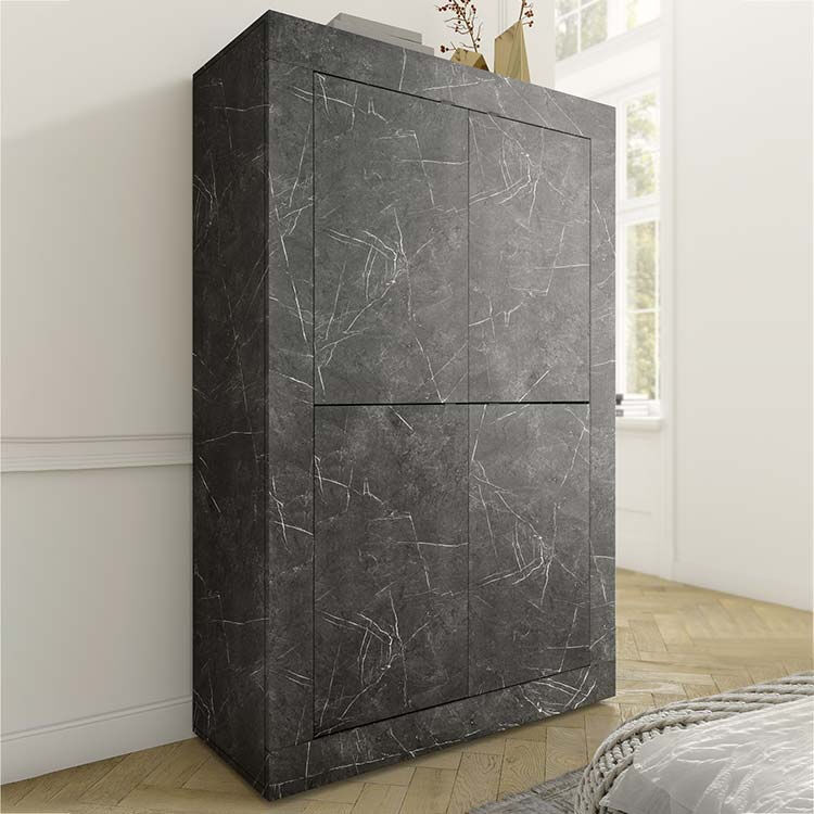 garneroarredamenti credenza 102x162cm alta 4 ante effetto marmo nero eternity