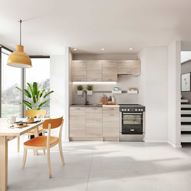 garneroarredamenti cucina 180cm moderna lineare componibile rovere sonoma dalia