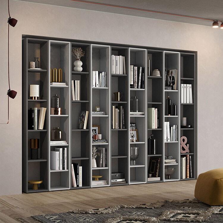 garneroarredamenti libreria da parete soggiorno 252x186cm grigio chiaro scuro sunset