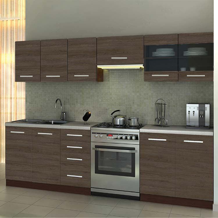 garneroarredamenti Cucina 260cm moderna componibile lineare rovere scuro Marika